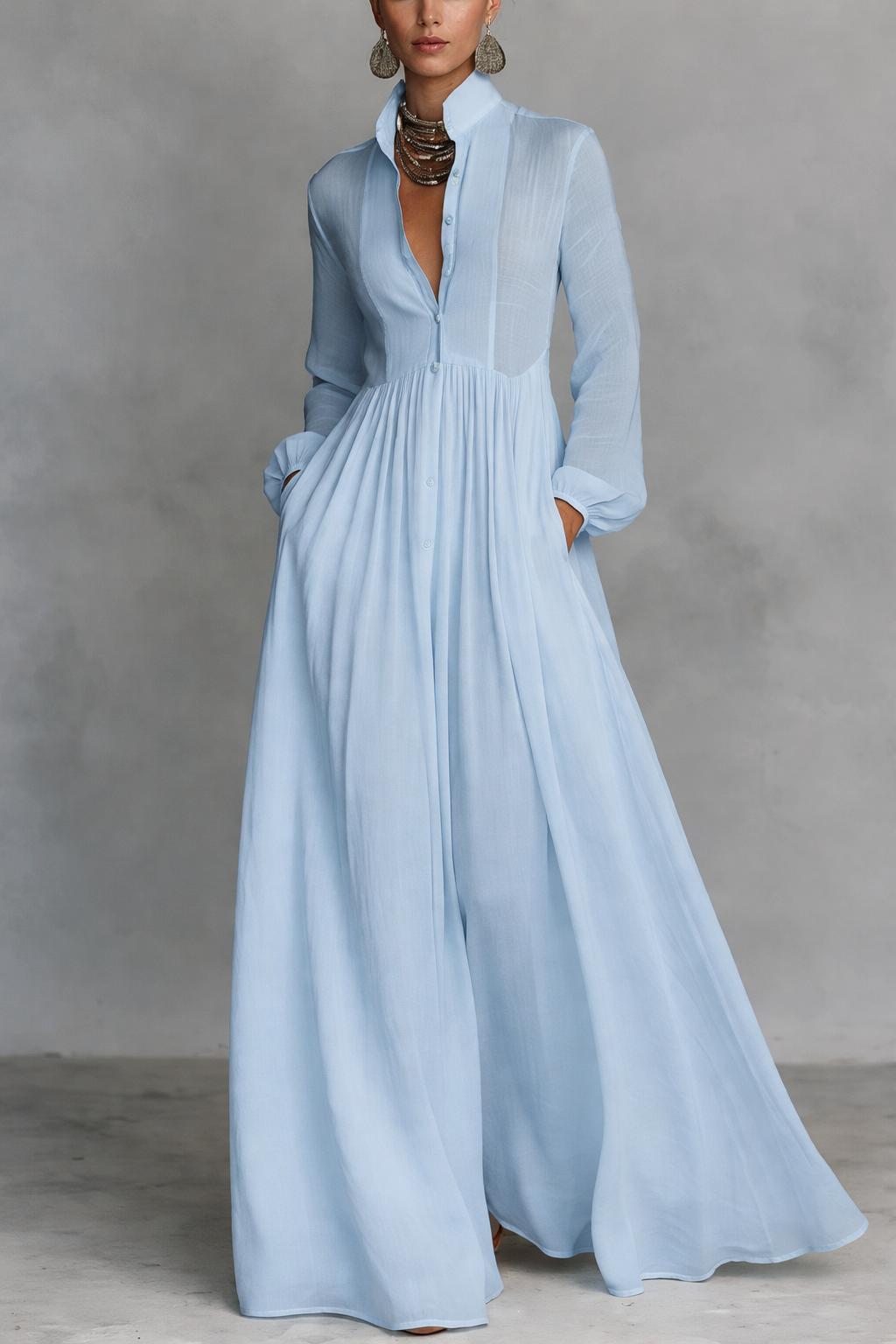 Serena™ | Robe Maxi Fluide avec Boutons Avant