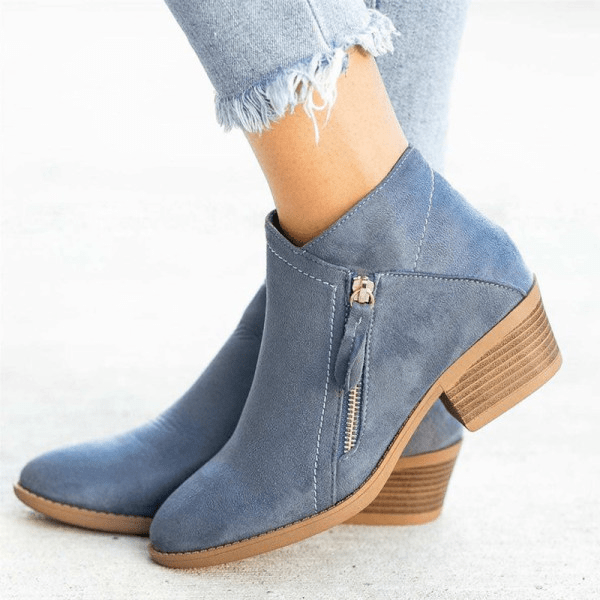Bottines Femme – Design à Glissière Latérale avec Talon Bas
