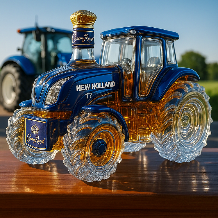 Bouteille classique de whisky en forme de tracteur New Holland T7