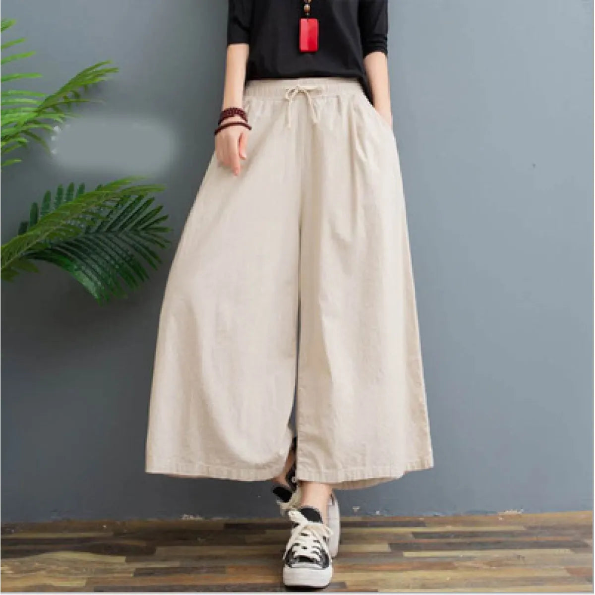 AMELINA – PLEATED LINEN COMFORT FIT PANTS