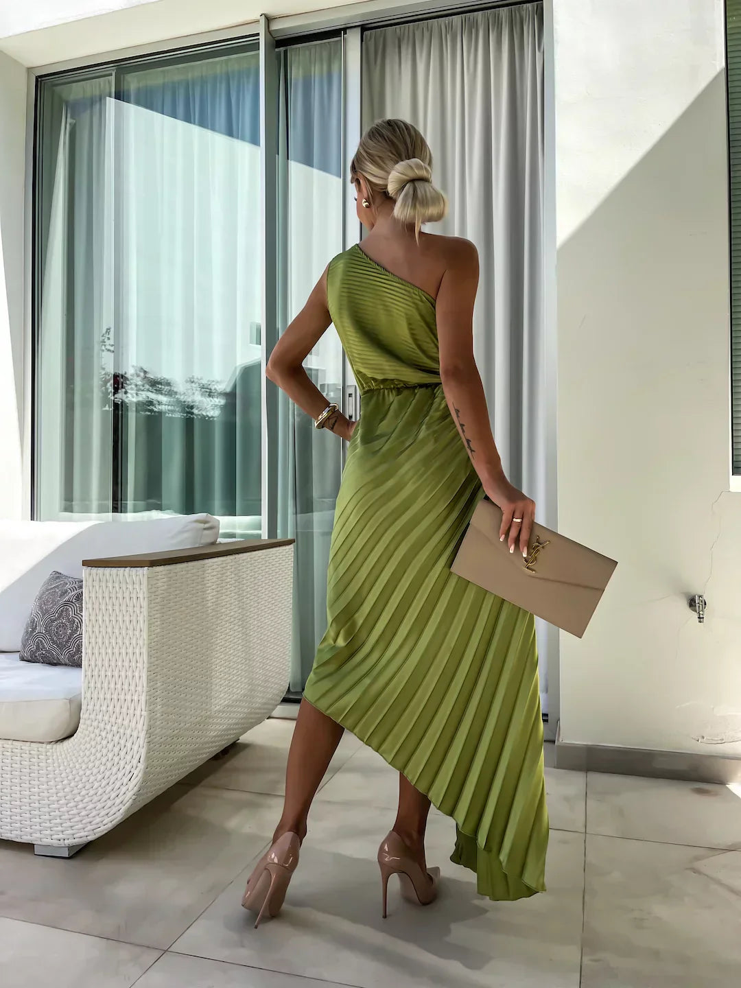 Eya™ | Elegant Floral One-Shoulder Maxi Dress