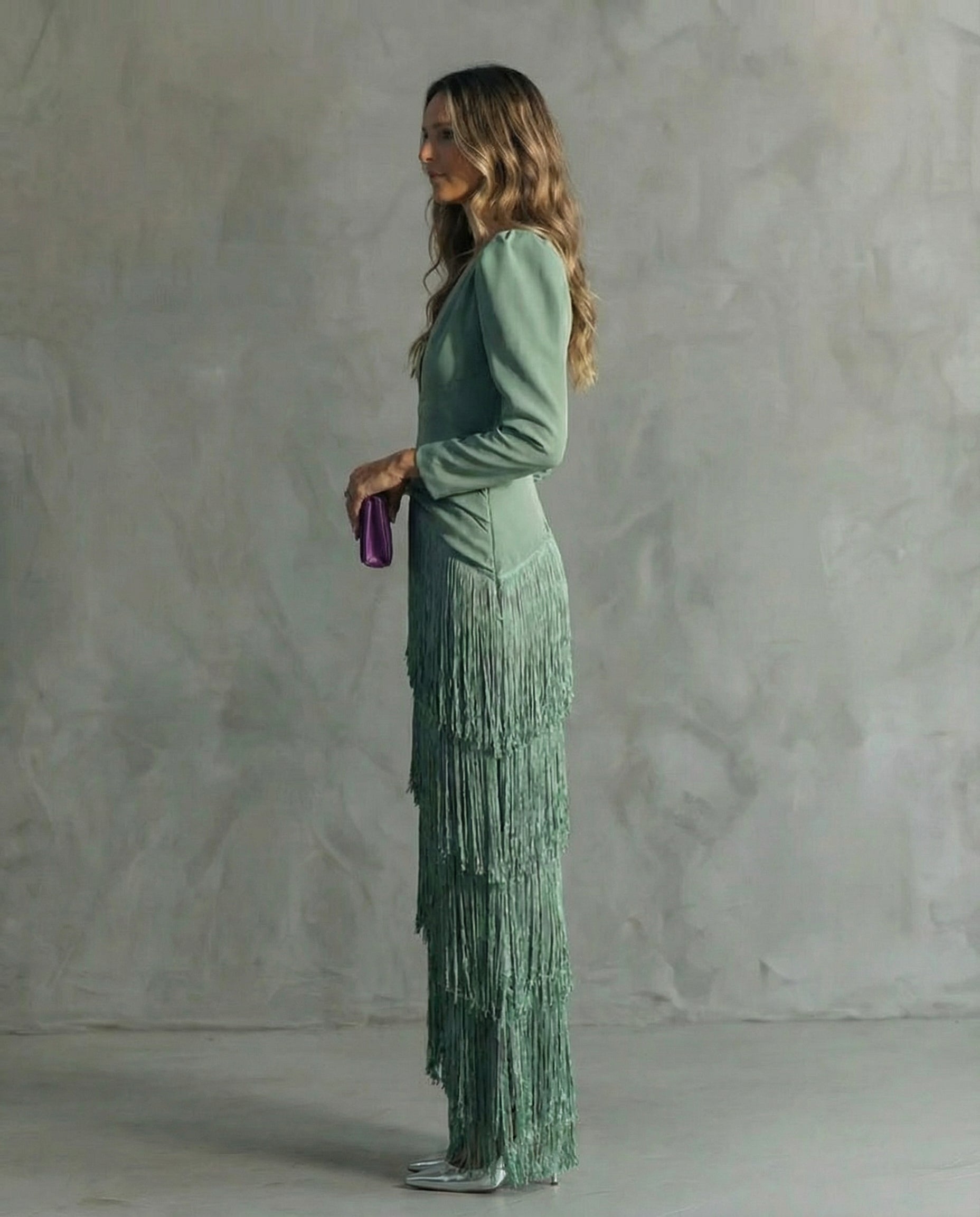 Clara™ | Robe midi élégante avec manches à franges