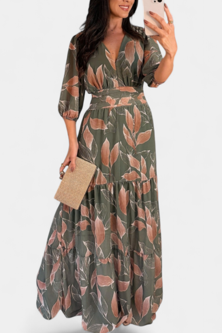 Aísha Long Dress with Floral Pattern and Flowing Cut