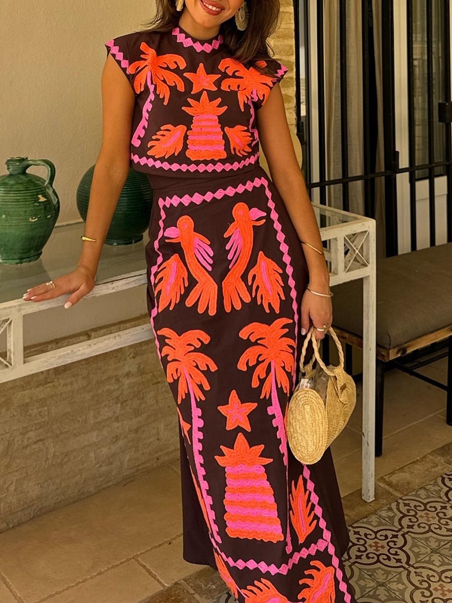 Katia - Top and Printed Skirt Set