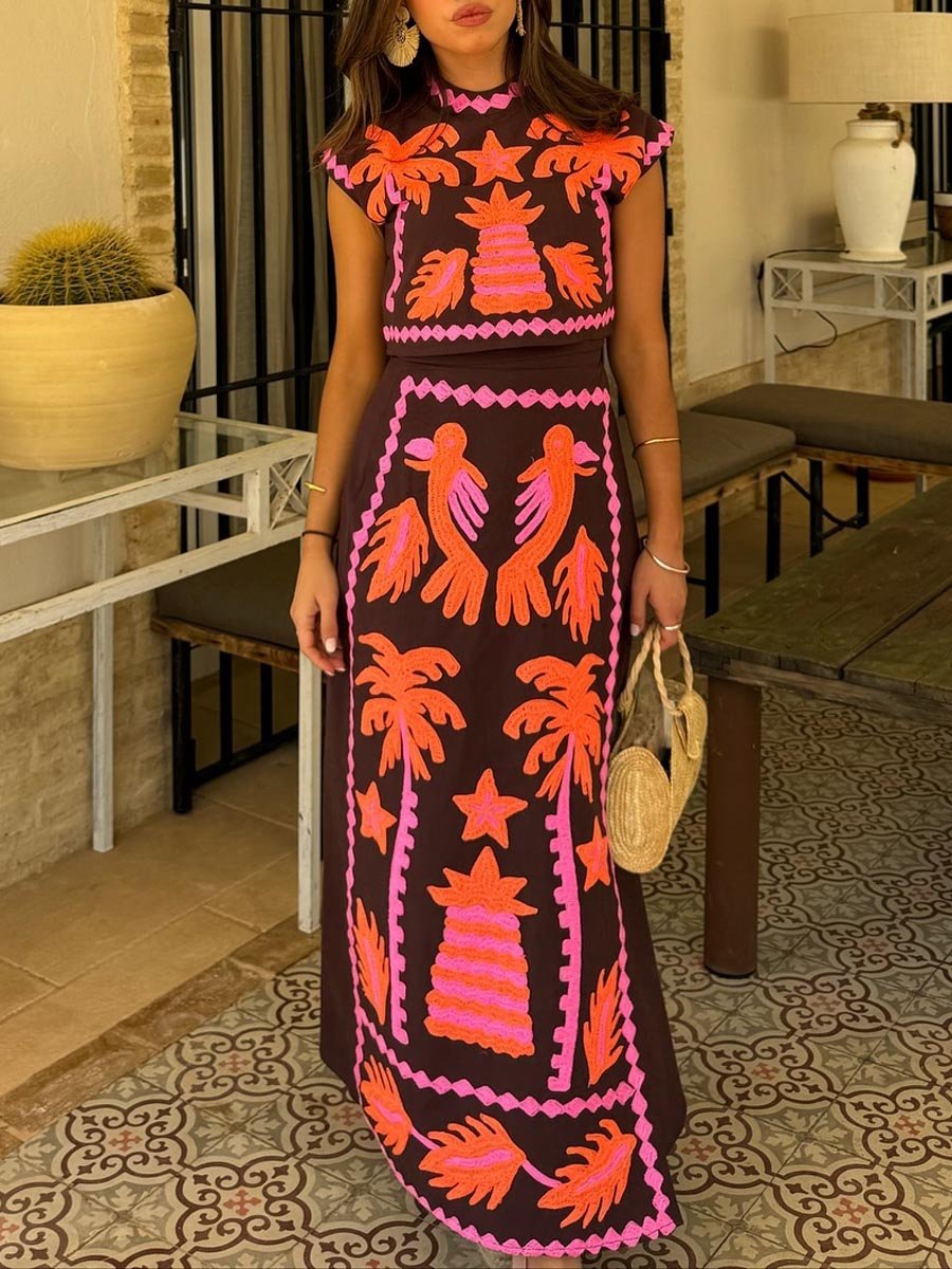Katia - Top and Printed Skirt Set