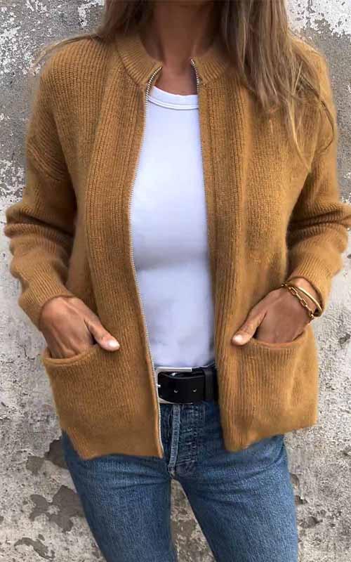 SARIA™ - Cardigan Tricot Zippé