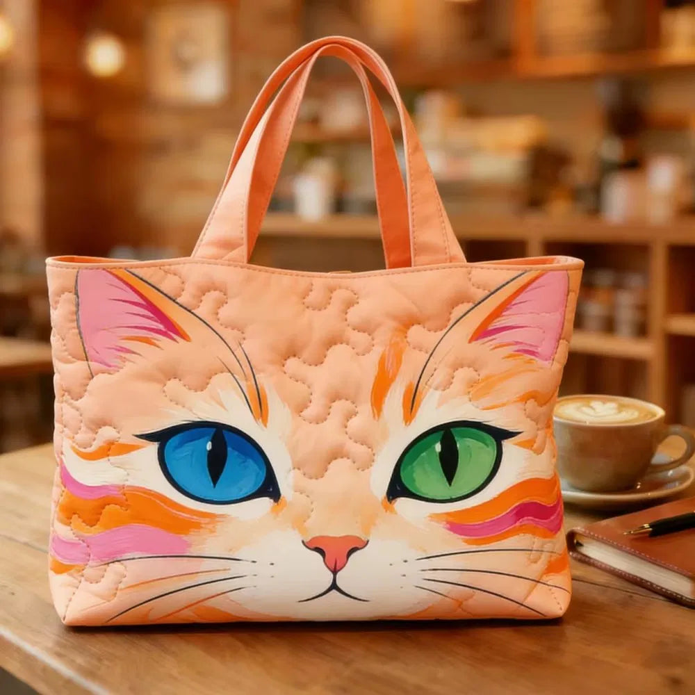 Sac Artisanal Matelassé - Chat aux Yeux Bicolores