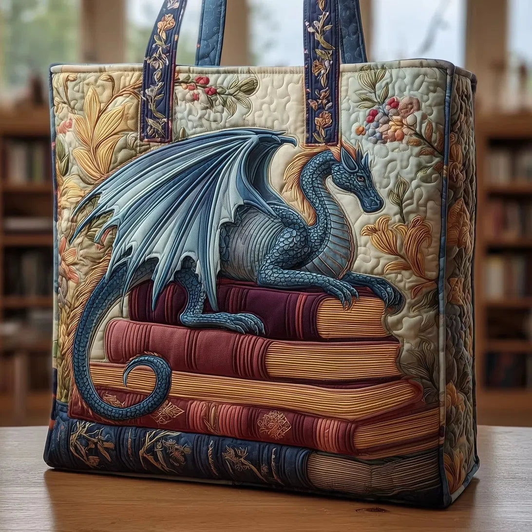 Sac Artisanal Matelassé - Dragon Bleu sur Livres Anciens