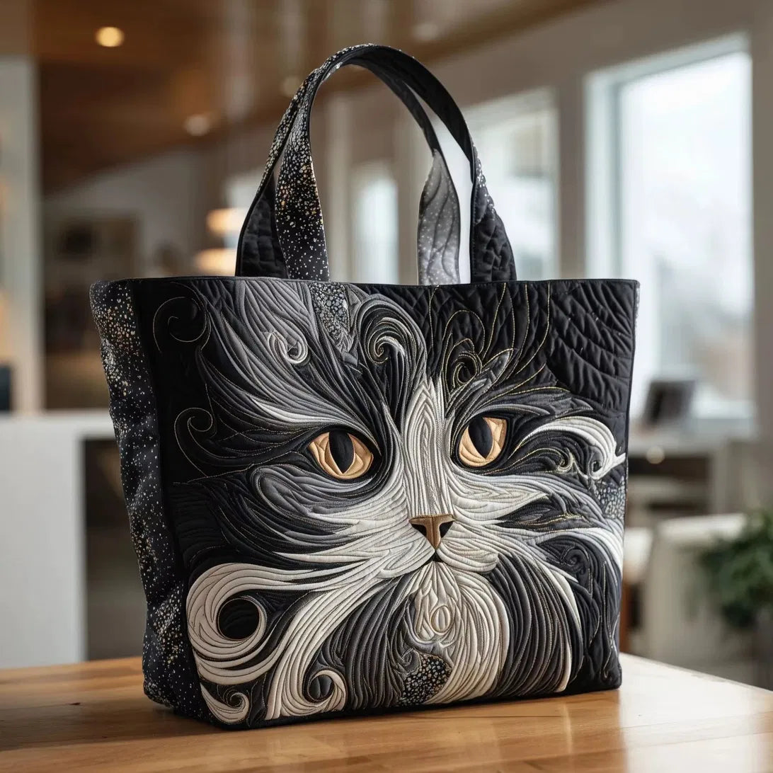Sac Artisanal Matelassé - Chat aux Arabesques