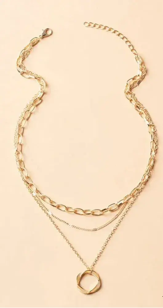 Vintage goldene, geschichtete Ketten- und Anhänger-Halskette