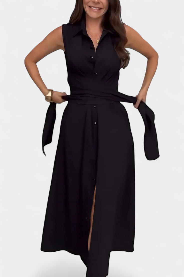 Robe Chemise Meryl avec Bouton et Nœud Ajustable