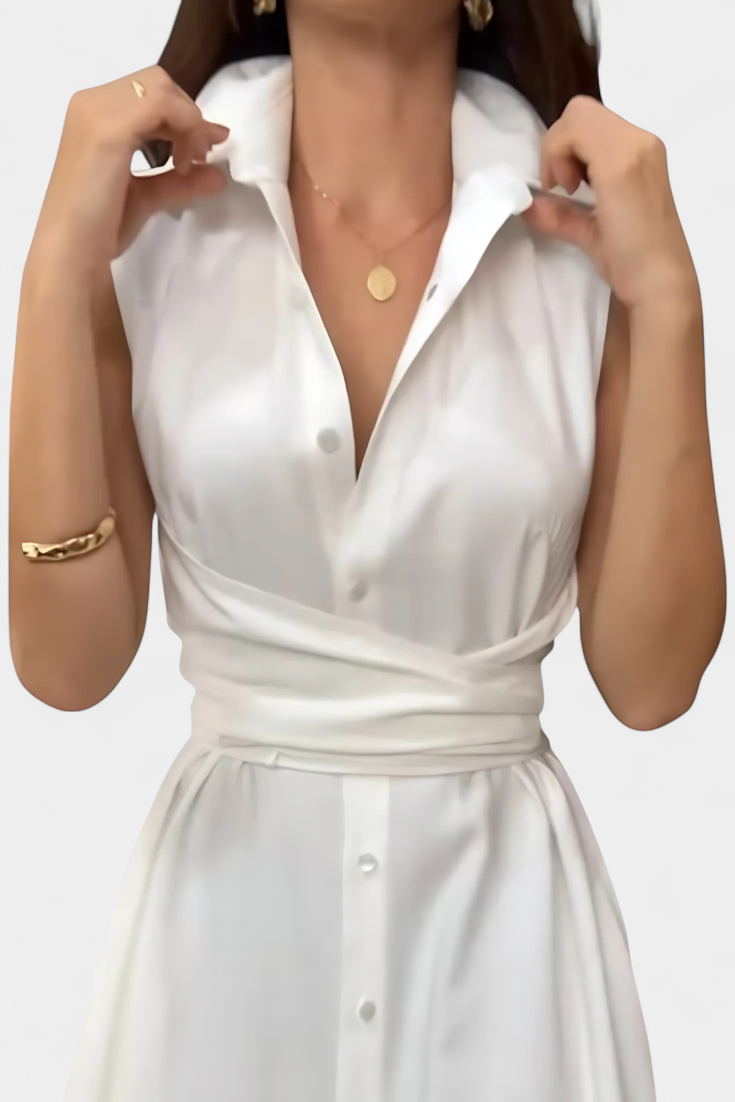 Robe Chemise Meryl avec Bouton et Nœud Ajustable