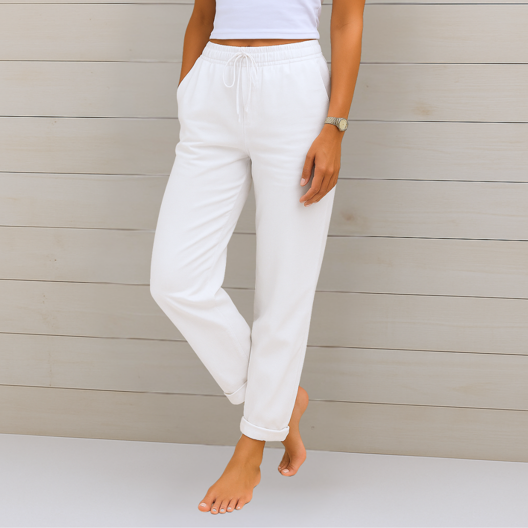 Maylora | Pantalons en Lin Relaxés à Cordon