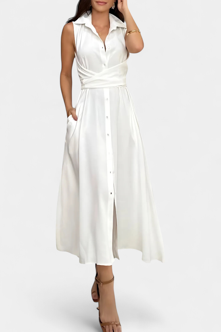Robe Chemise Meryl avec Bouton et Nœud Ajustable