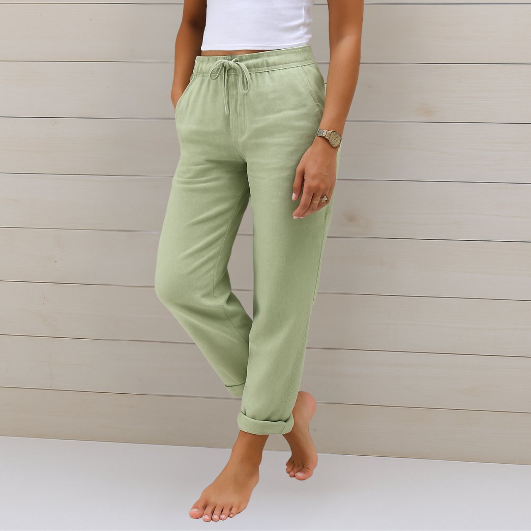 Maylora | Pantalons en Lin Relaxés à Cordon