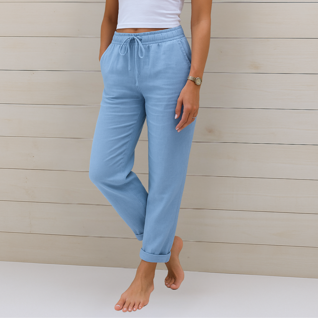Maylora | Pantalons en Lin Relaxés à Cordon