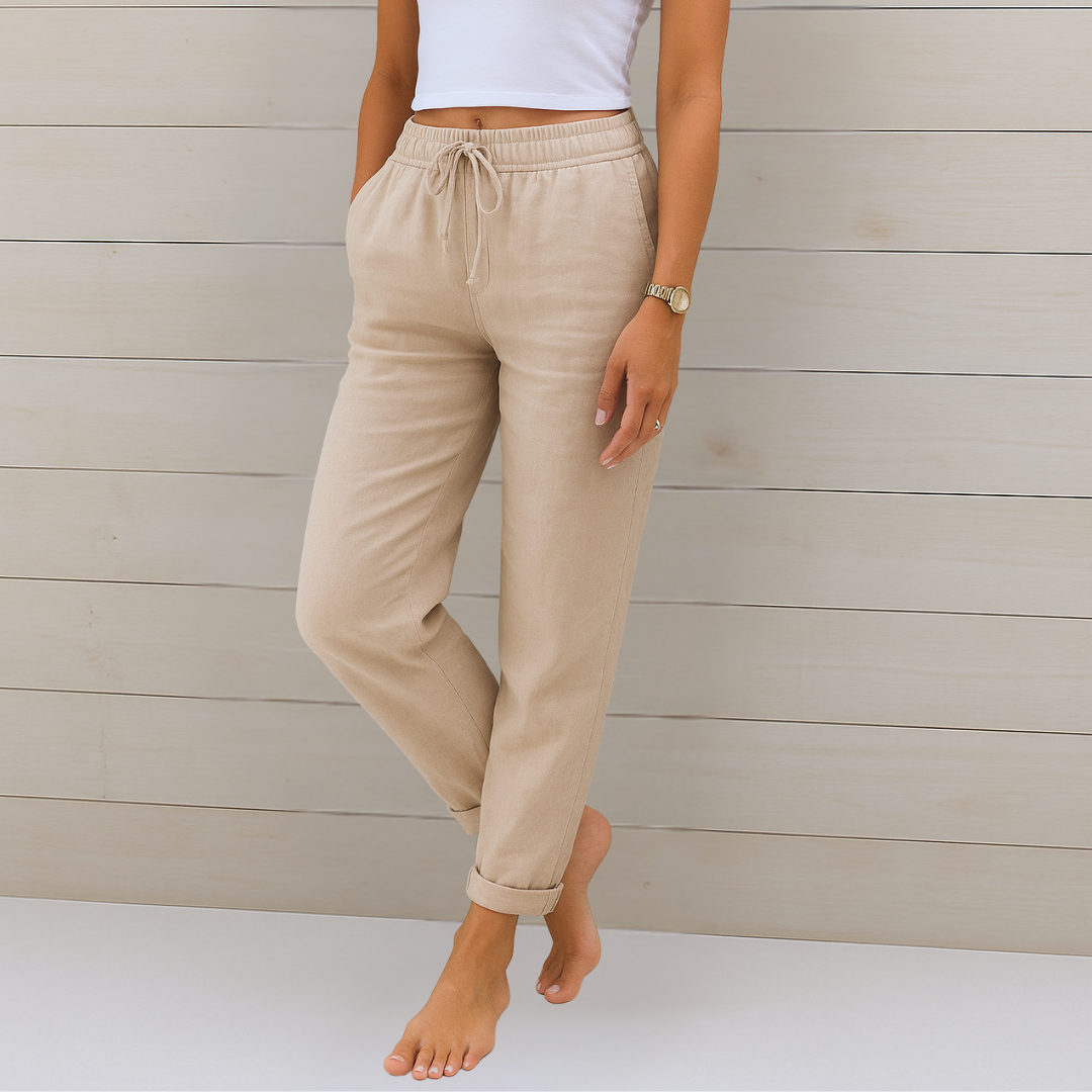 Maylora | Pantalons en Lin Relaxés à Cordon