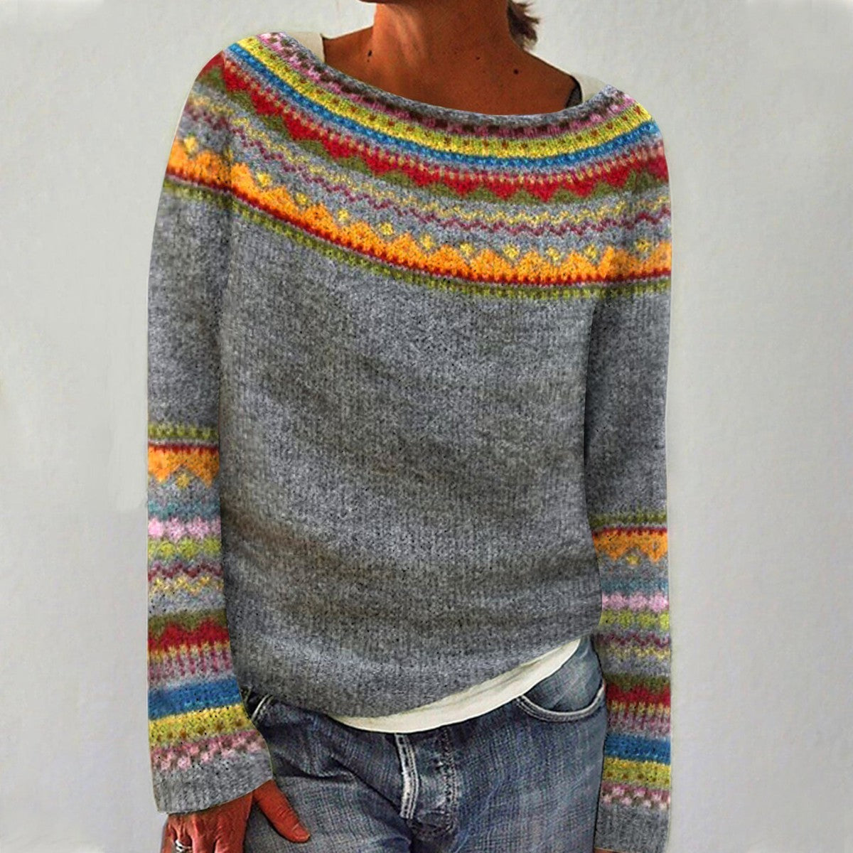 CELINE™ - Pull Multicolore Fair Isle