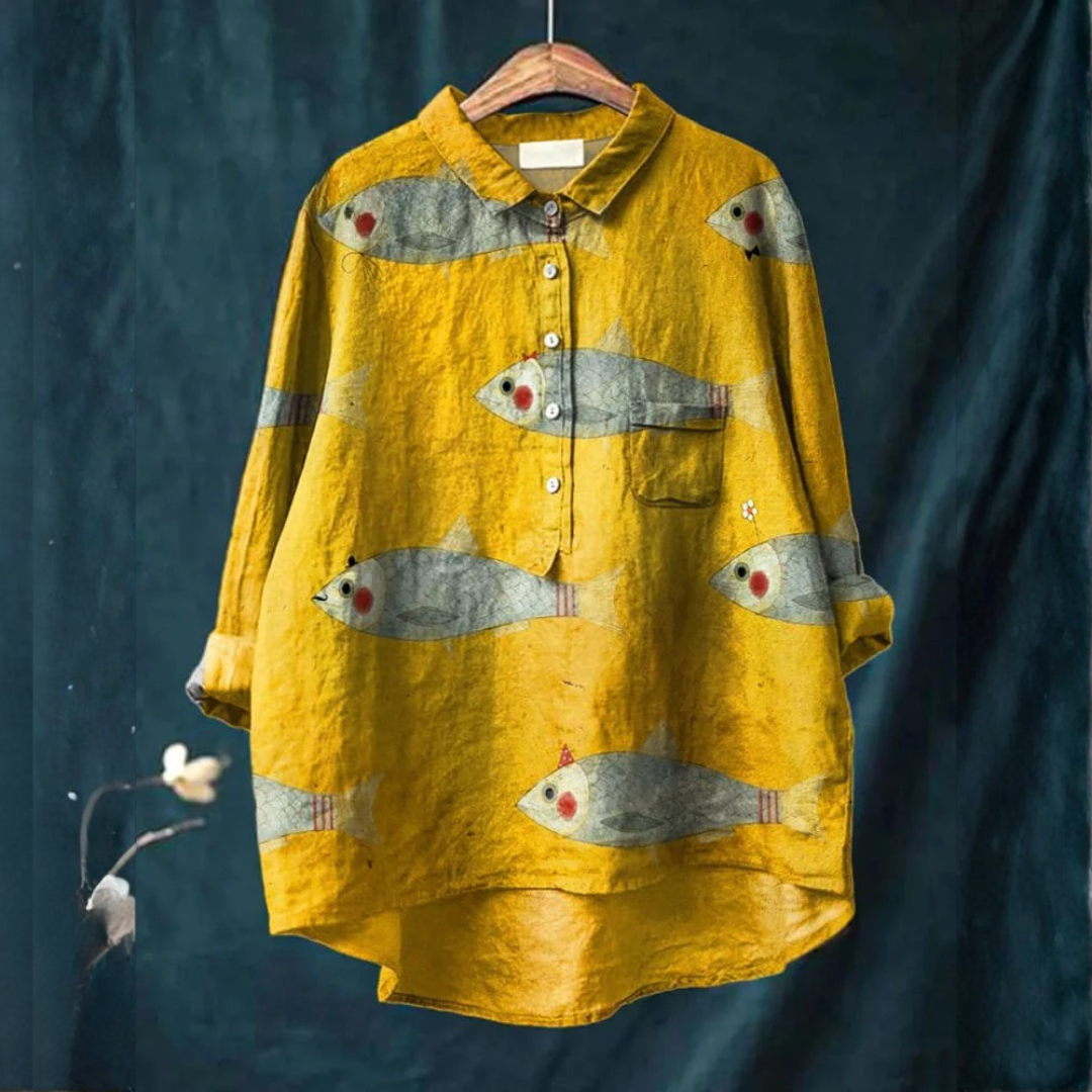 Marina | Chemise à Imprimé Poisson Ludique