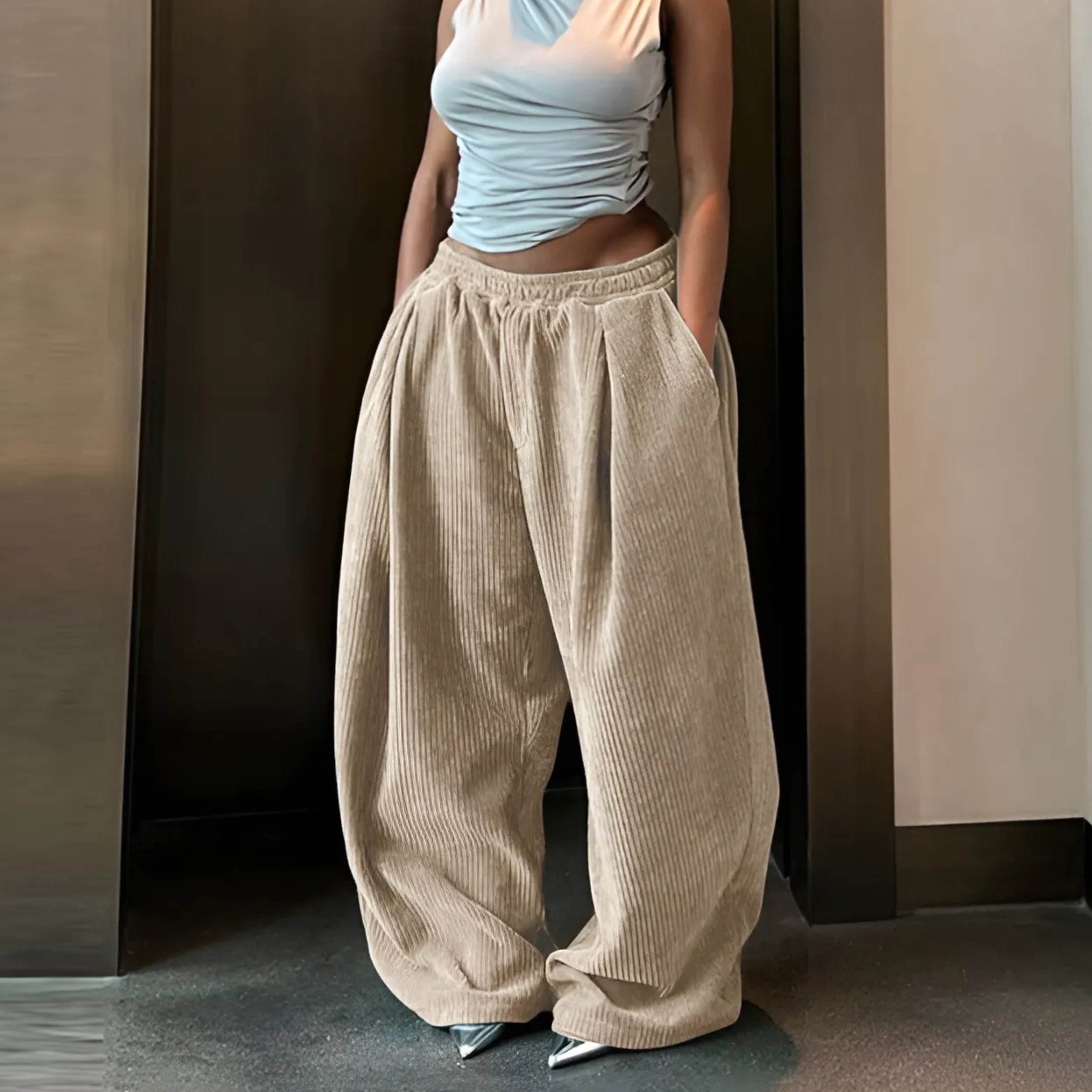 RAMY™ - Pantalons Baggy Large Taille Haute Décontractés