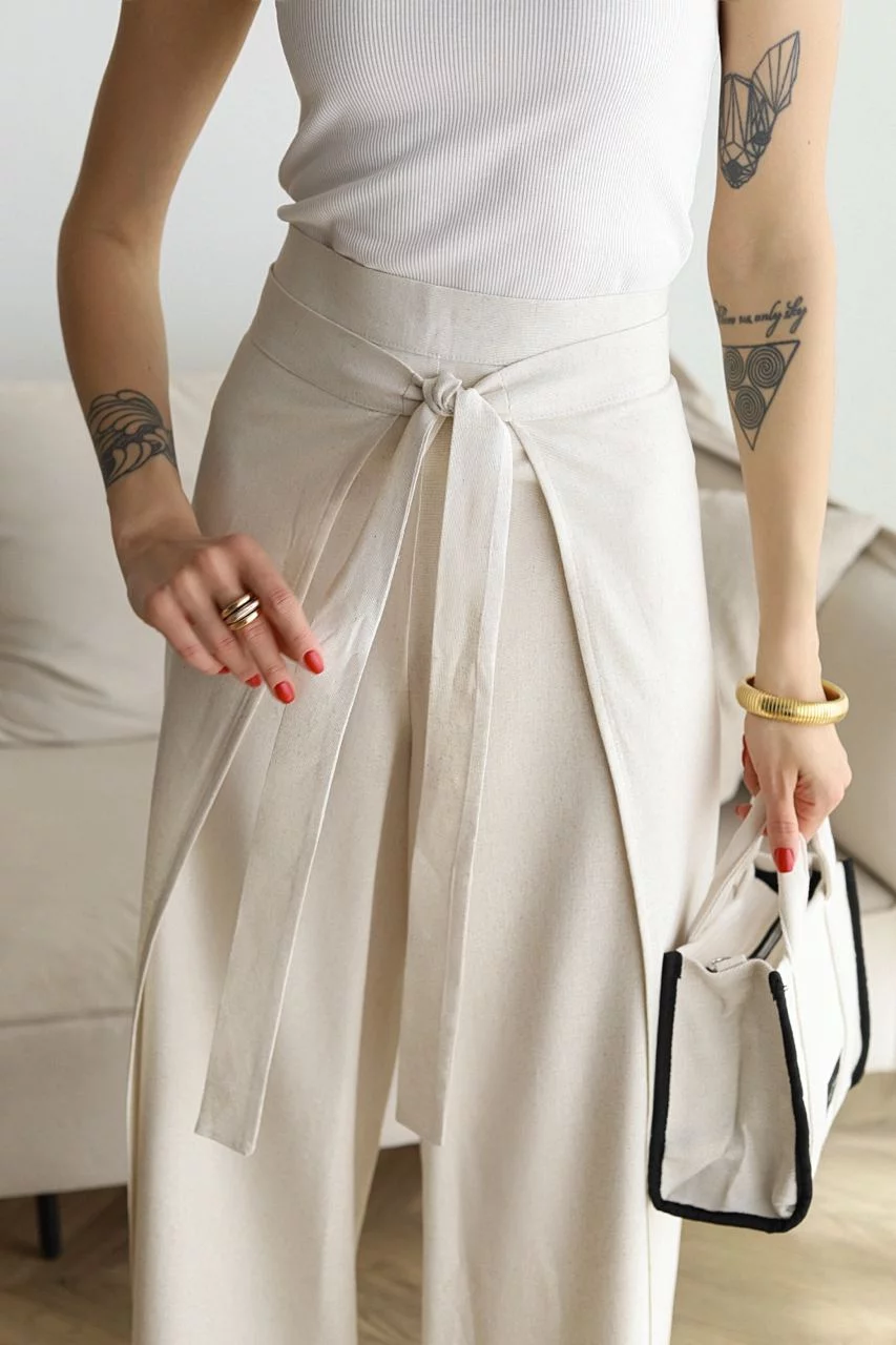 ARIANE – PANTALONS EN LIN À JAMBES ÉLARGIES POUR FEMMES