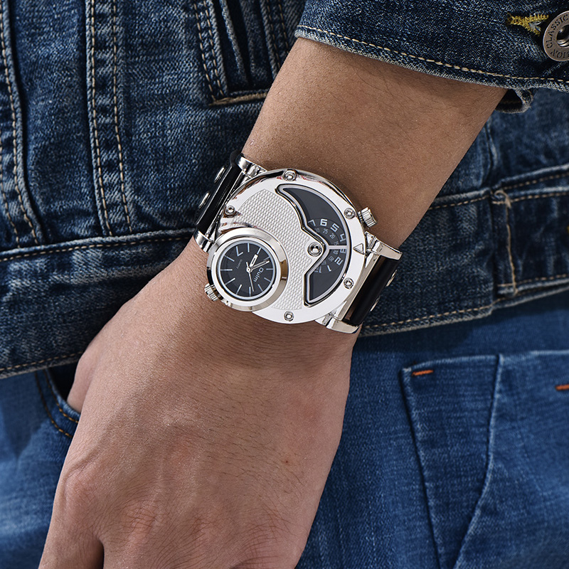 Montre à bracelet en cuir multi-fuseaux horaires™ - Olsen & Olsen