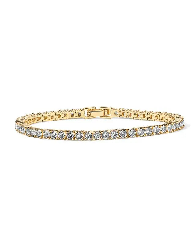 Lueur Dorée : Bracelet de Tennis en Cristal Éblouissant