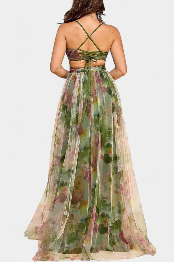Robe Maxi Fleurie Ingrid avec Décolleté en V