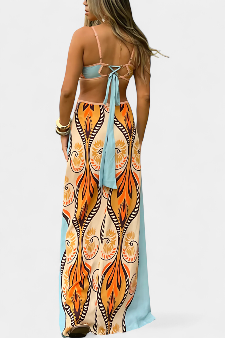 Sytella Dress with Cut-Out and Abstract Print