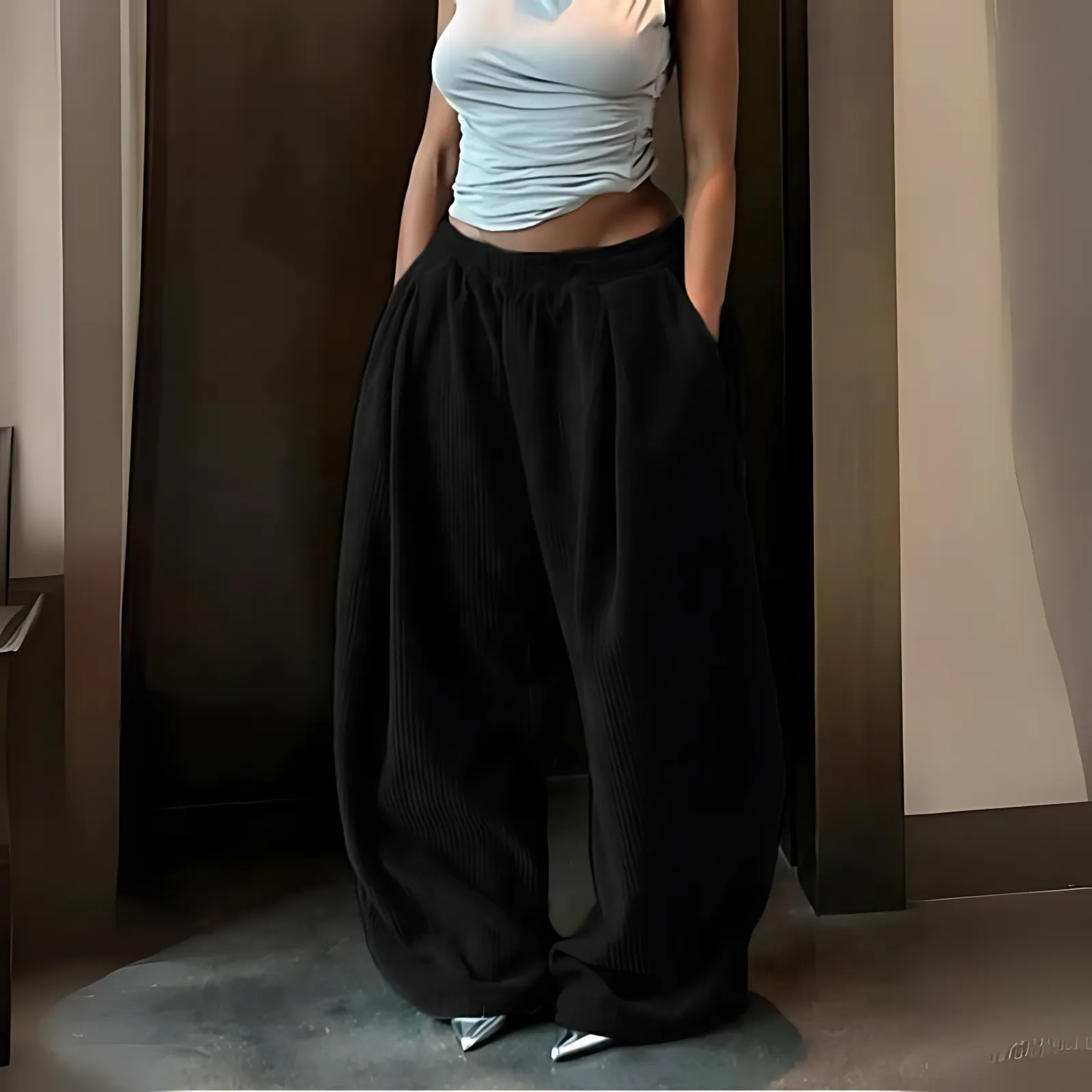 RAMY™ - Pantalons Baggy Large Taille Haute Décontractés