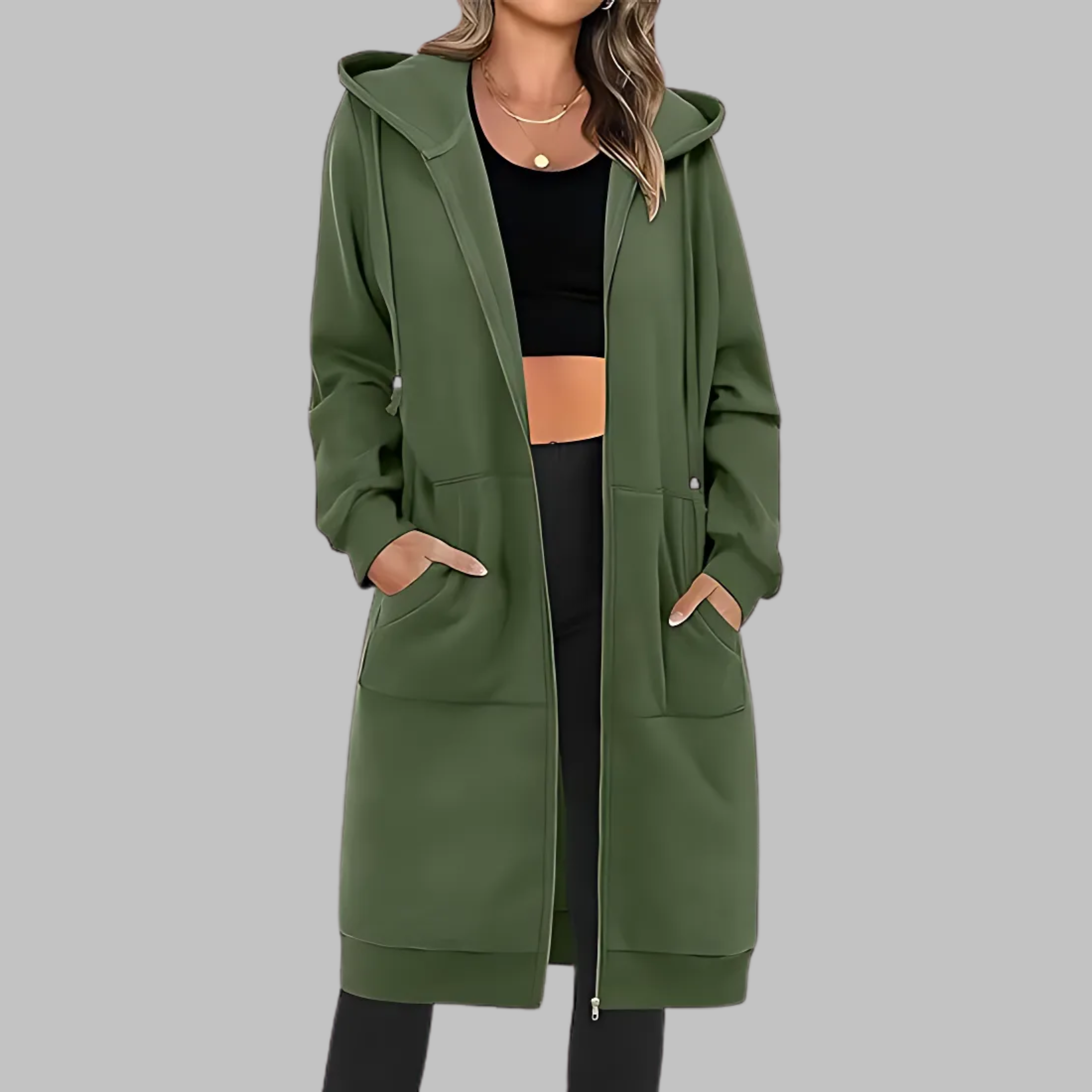 TIOMARA™ - Veste longue oversize à zip décontractée