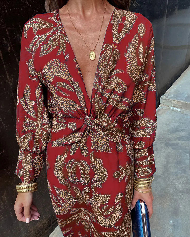 Dineke - Robe élégante à manches longues et imprimé floral
