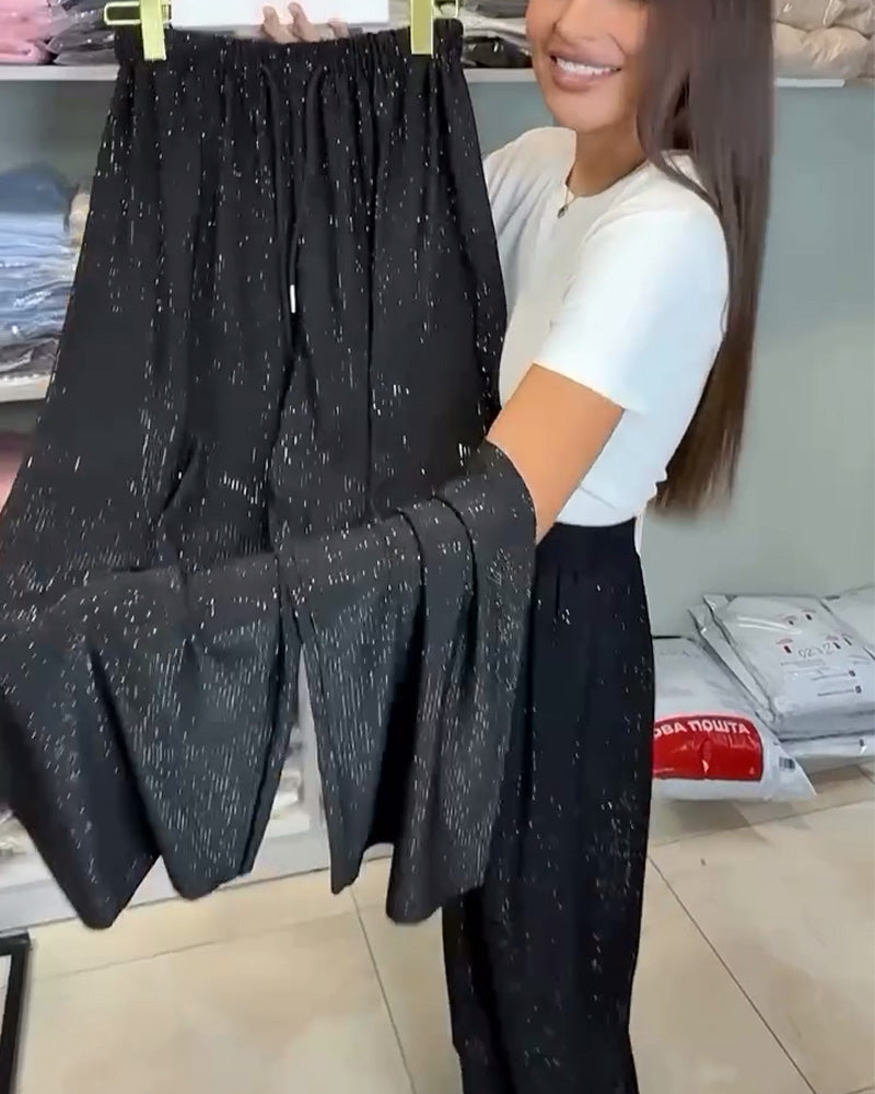 Pantalons Élegants à Taille Haute et Pattes Larges