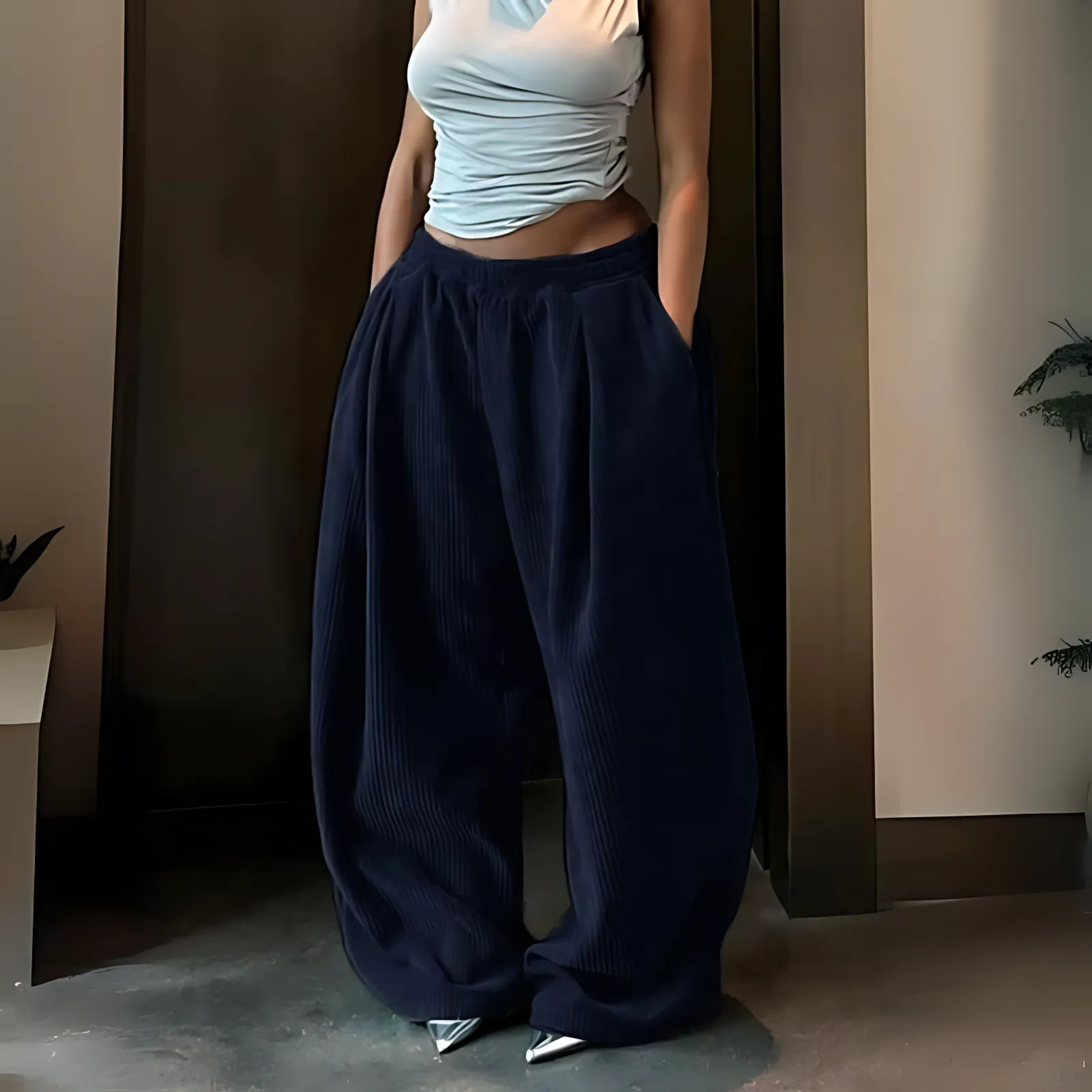 RAMY™ - Pantalons Baggy Large Taille Haute Décontractés