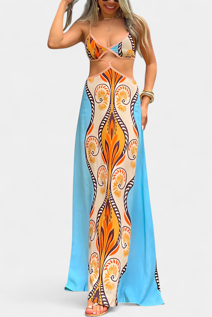 Robe Sytella avec Découpe et Imprimé Abstrait