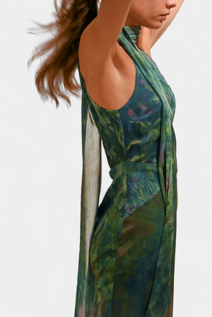 Robe Chiffon Moana avec Imprimé Inspiré de Monet