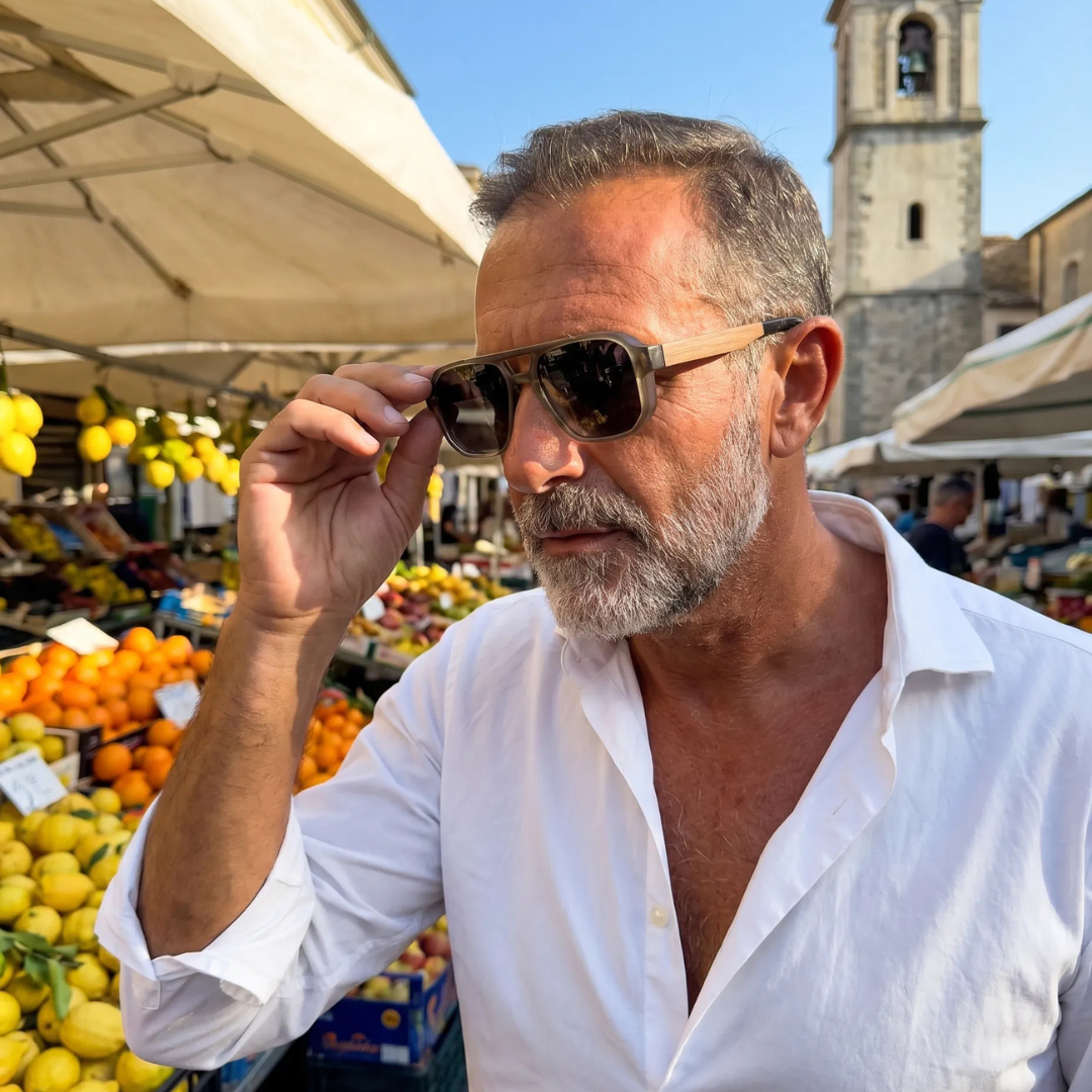 Vittorio — Lunettes de soleil en acétate et bois