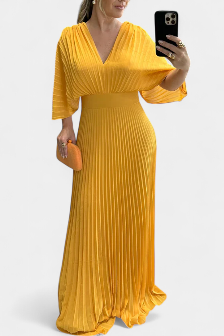 Odele Fluid Pleated Dress with Open Back