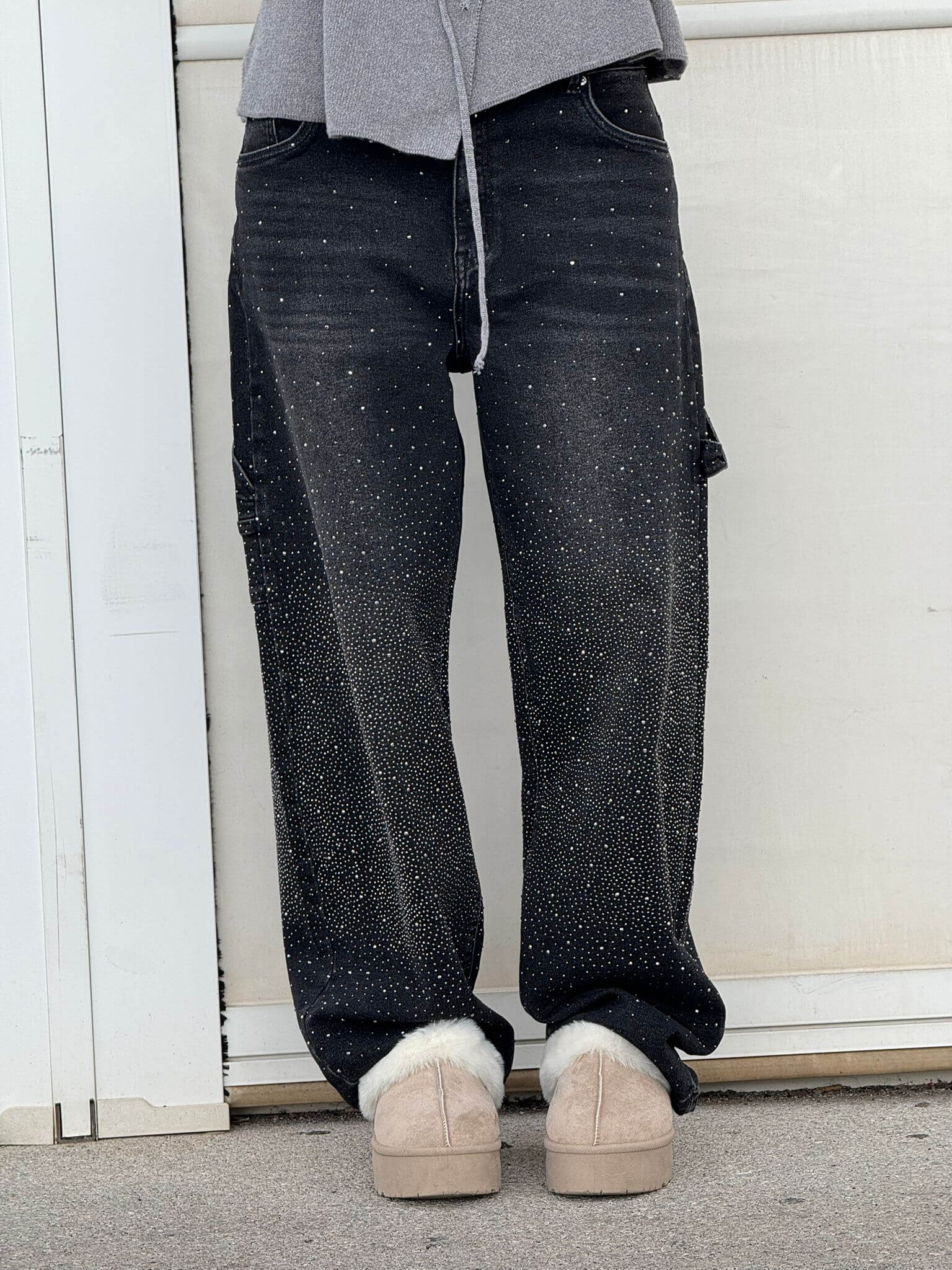 Victoria - Jeans à Paillettes Taille Haute