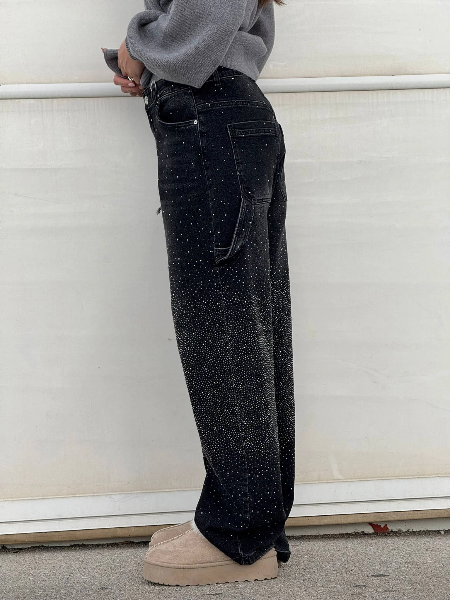 Victoria - Jeans à Paillettes Taille Haute