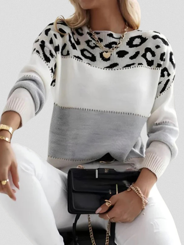 PULL AVEC ACCENT LEOPARD EMMA