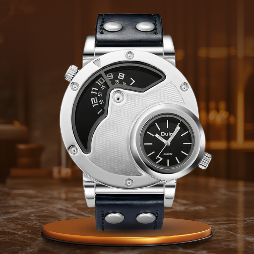 Montre à bracelet en cuir multi-fuseaux horaires™ - Olsen & Olsen