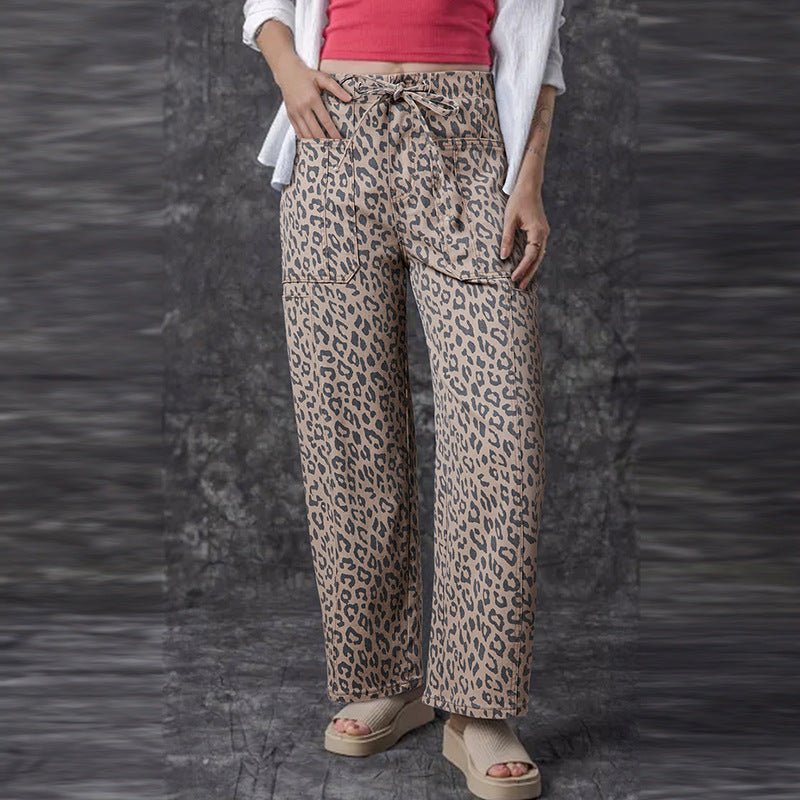 AJANA™ - Pantalons larges vintage léopard