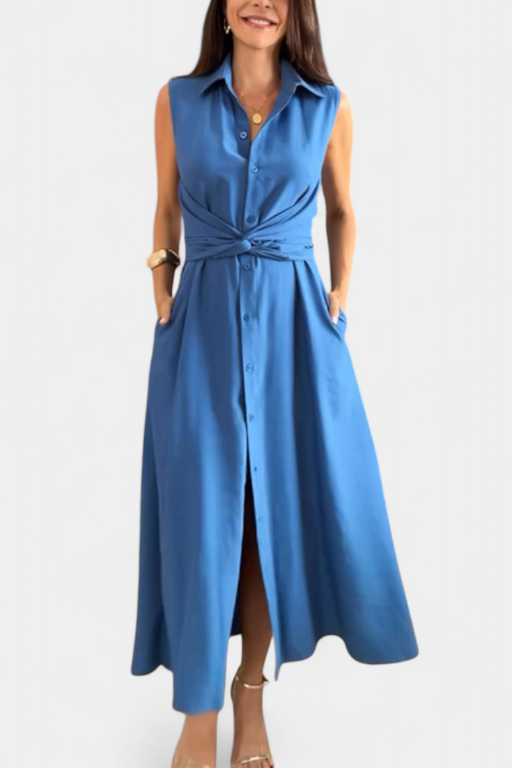 Robe Chemise Meryl avec Bouton et Nœud Ajustable