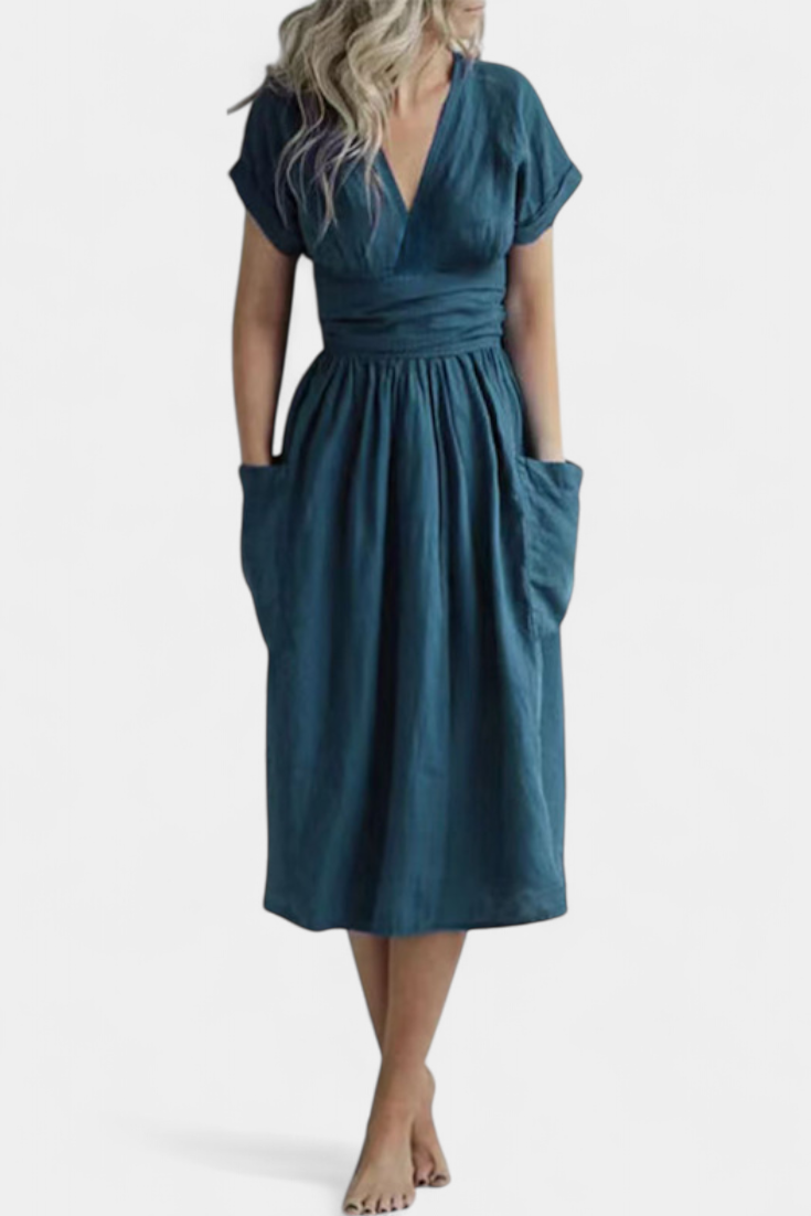 Cressida | Robe Exclusive avec Décolleté en V et Taille Ajustable