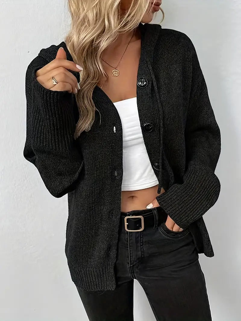 MILSA™ - Cardigan à Capuche Uni avec Boutons