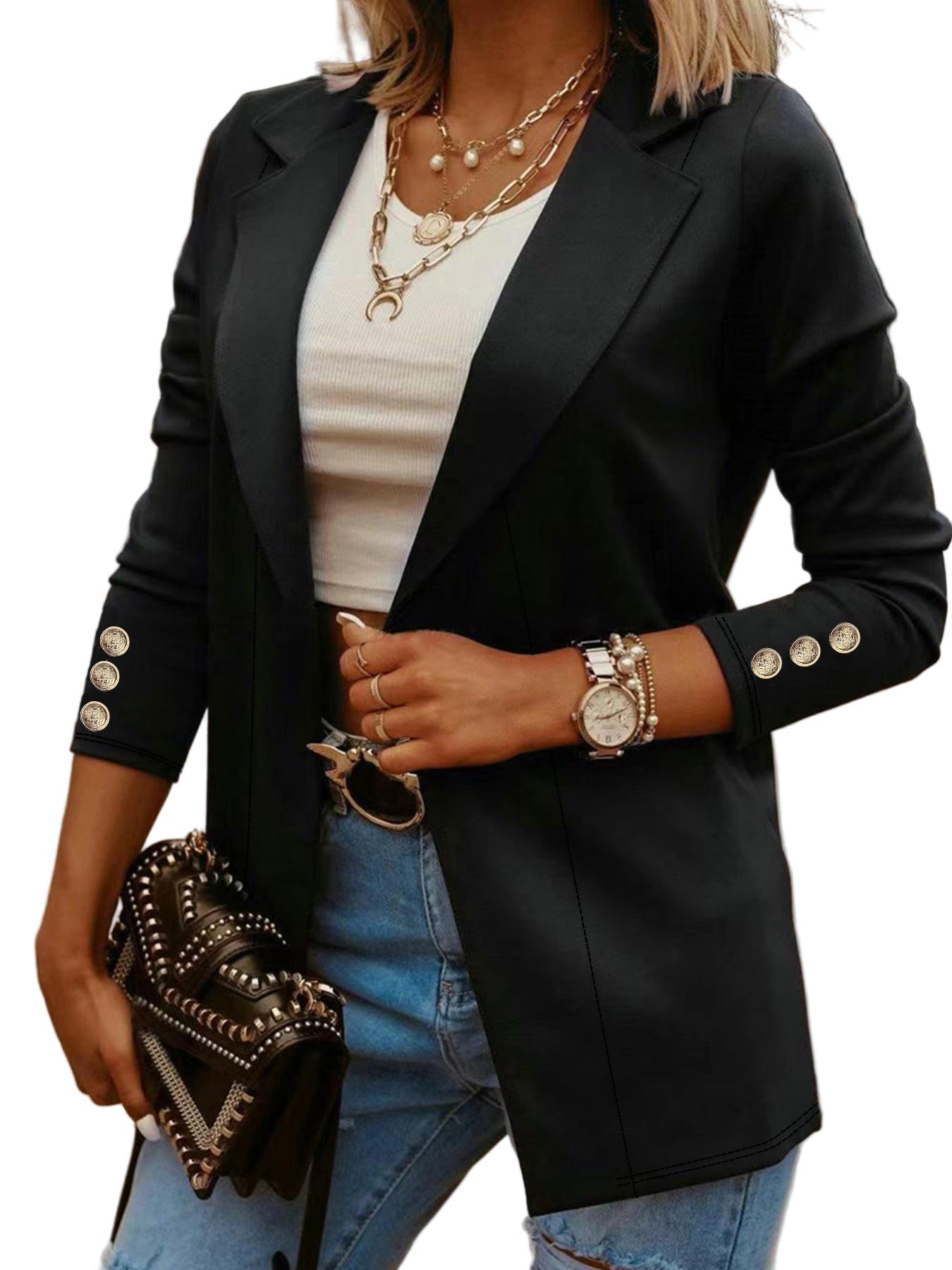 ODIN™ - Blazer décontracté à manches longues et ouverture frontale