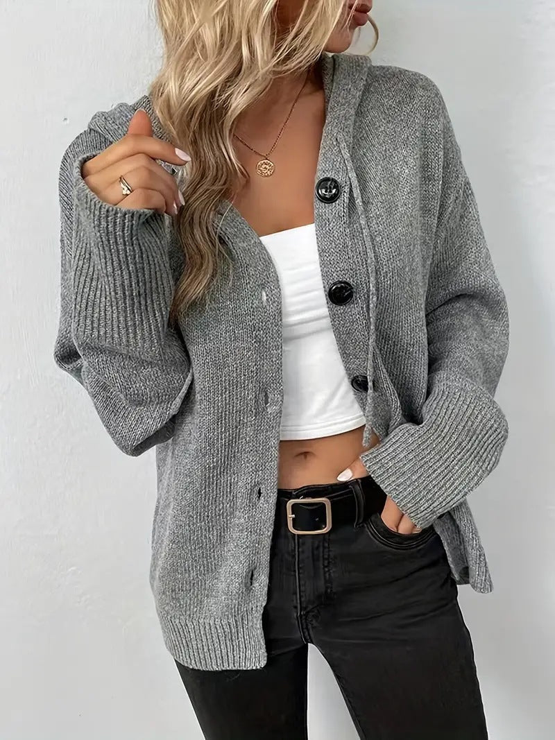 MILSA™ - Cardigan à Capuche Uni avec Boutons