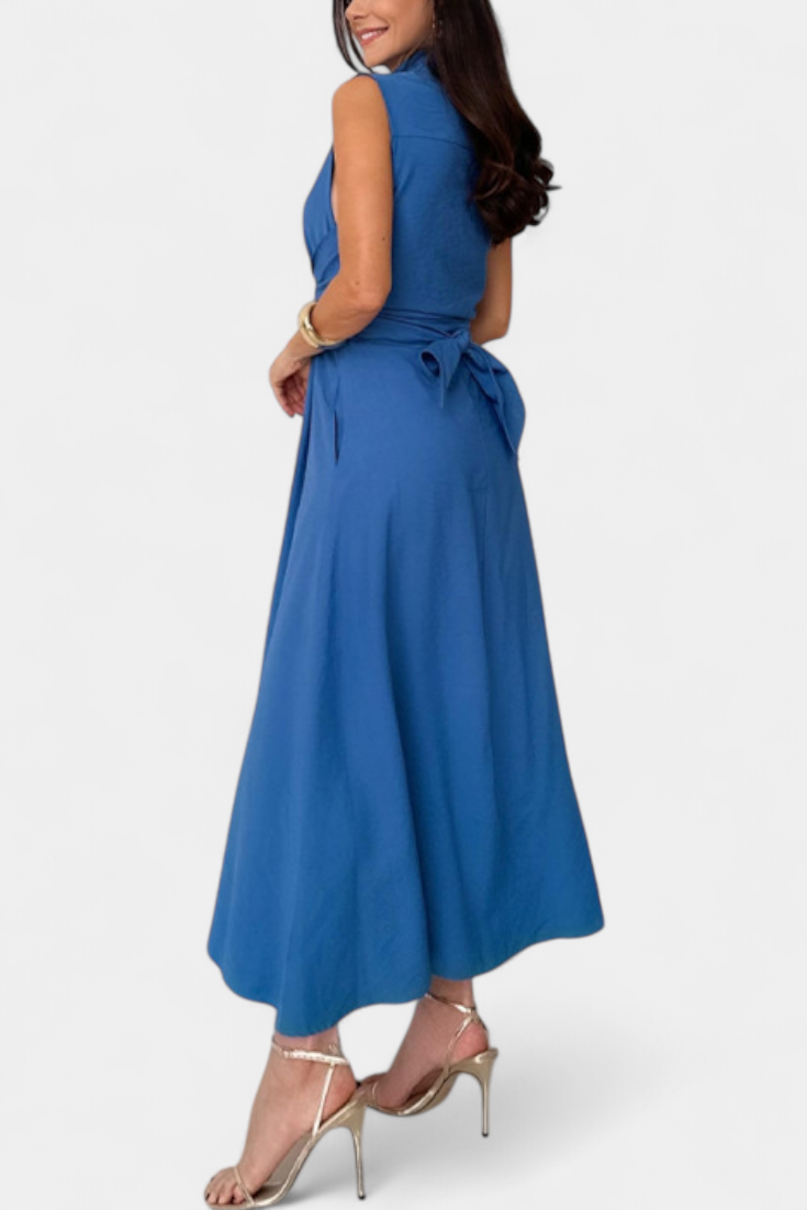Meryl Shirt Dress with Button and Adjustable Bow