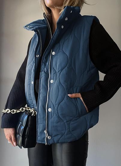 PAMMY™ - Gilet Classique Doudoune Boutonné Zippé avec Col